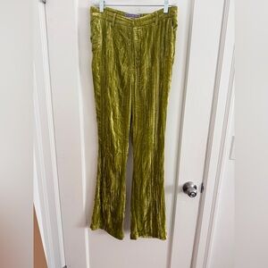 URBAN OUTFITTERS KIMCHI BLUE VELVET CHARTREUSE FLARE PANTS 4